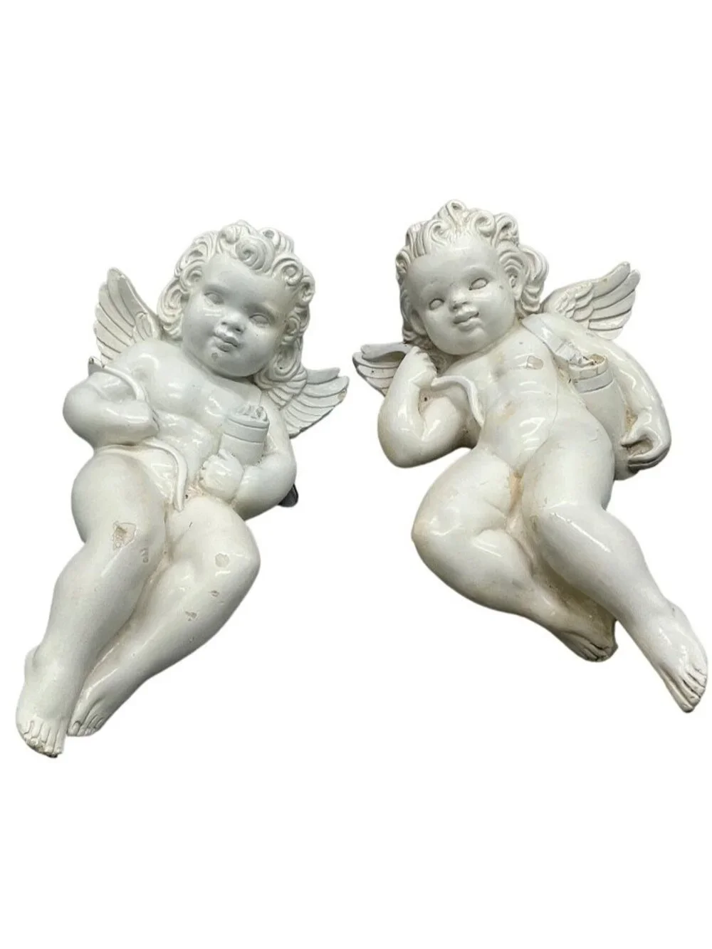 vintage set of 2 Alexander Backer Company figurines Chalkware Cherubs 13
